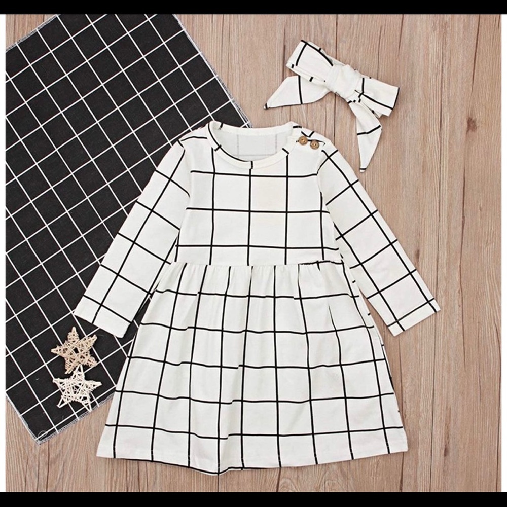 Checkered Toddler Dress with headband